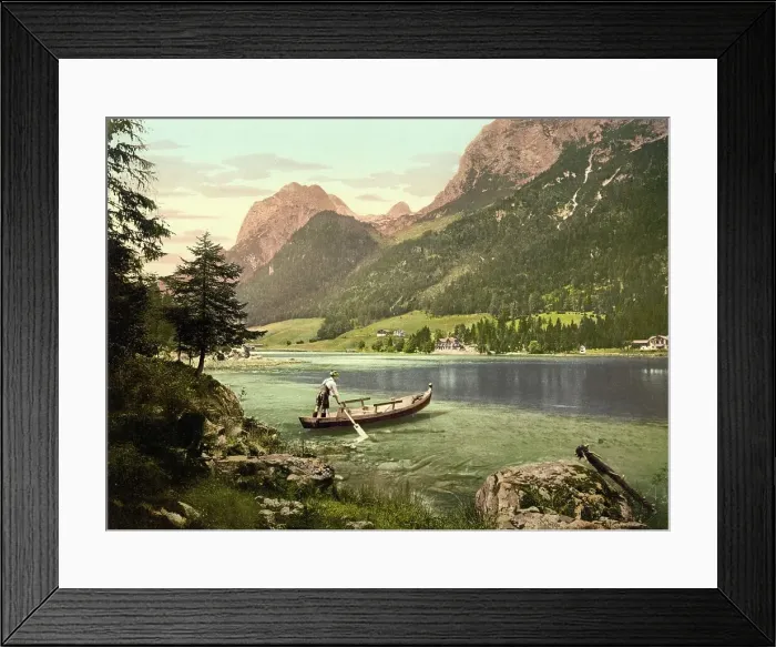 Framed Print : The Hintersee in Bavaria, Germany, Historical, photochrome print from the 1890s Framed Print : The Hintersee in Bavaria, Germany, Historical, photochrome print from the 1890s
