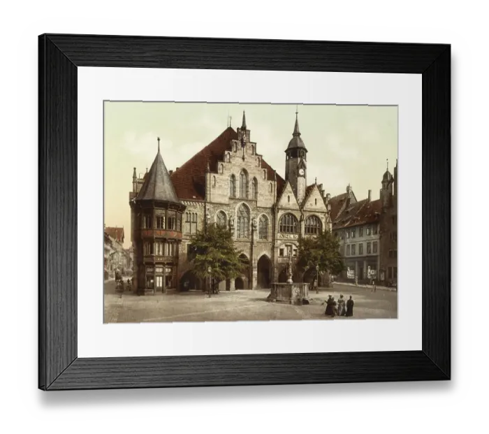 Framed Print : The town hall of Hildesheim, Lower Saxony, Germany, Historical, Photochrome print from the 1890s
