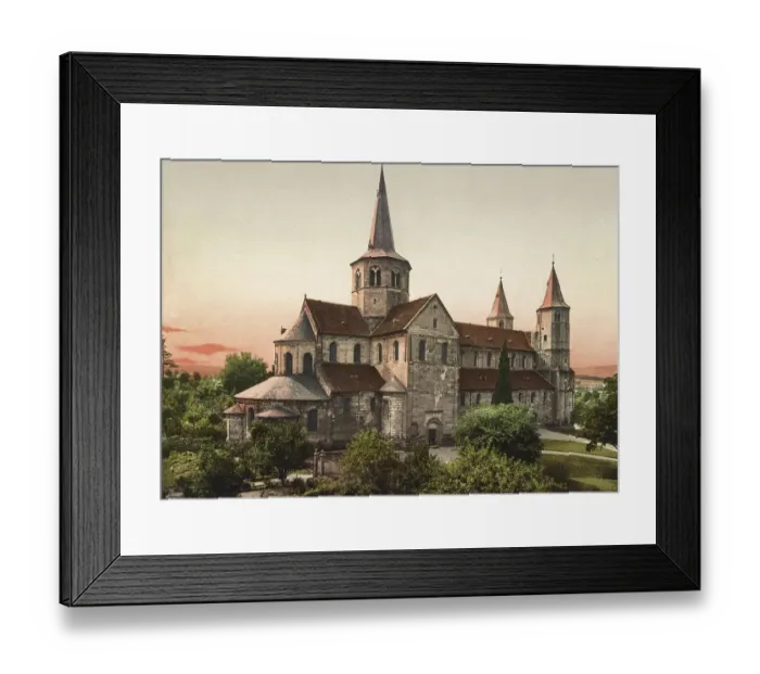 Framed Print : The Godehardi Church, Basilica of St. Godehard, in Hildesheim, Lower Saxony, Germany, Historic, Photochrome print from the 1890s Framed Print : The Godehardi Church, Basilica of St. Godehard, in Hildesheim, Lower Saxony, Germany, Historic, Photochrome print from the 1890s