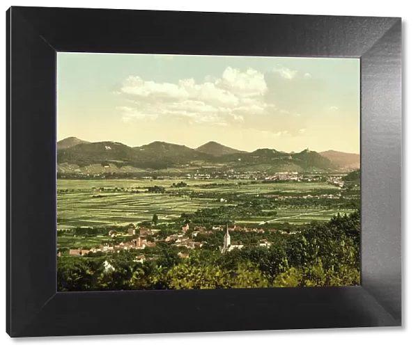 The Siebengebirge, low mountain range in North Rhine-Westphalia, Germany, Historic, digitally restored reproduction of a photochrome print from the 1890s