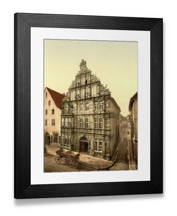 Framed Print : The Pied Piper House in Hamelin, Lower Saxony, Germany, Historic, digitally restored reproduction of a photochromic print from the 1890s Framed Print : The Pied Piper House in Hamelin, Lower Saxony, Germany, Historic, digitally restored reproduction of a photochromic print from the 1890s