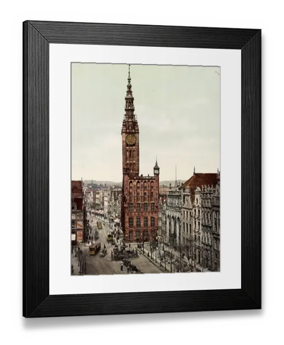 Framed Print : Langgasse with Town Hall and Stock Exchange in Gdansk, formerly Germany, now Gdansk in Poland, Germany, Historic, digitally restored reproduction of a photochrome print from the 1890s Framed Print : Langgasse with Town Hall and Stock Exchange in Gdansk, formerly Germany, now Gdansk in Poland, Germany, Historic, digitally restored reproduction of a photochrome print from the 1890s