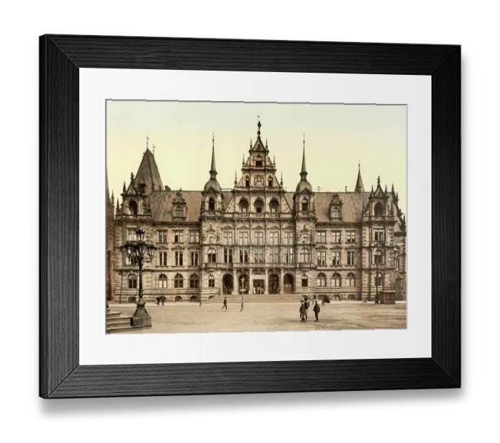 Framed Print : City Hall in Wiesbaden, Hesse, Germany, Historic, digitally restored reproduction of a photochromic print from the 1890s Framed Print : City Hall in Wiesbaden, Hesse, Germany, Historic, digitally restored reproduction of a photochromic print from the 1890s