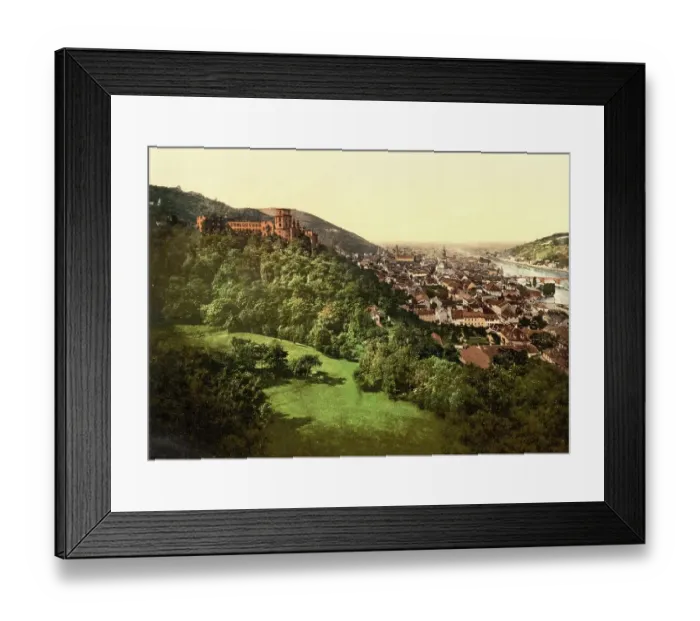 Framed Print : View of Heidelberg from the terrace, Baden-Wuerttemberg, Germany, Historic, photochrome print from the 1890s Framed Print : View of Heidelberg from the terrace, Baden-Wuerttemberg, Germany, Historic, photochrome print from the 1890s
