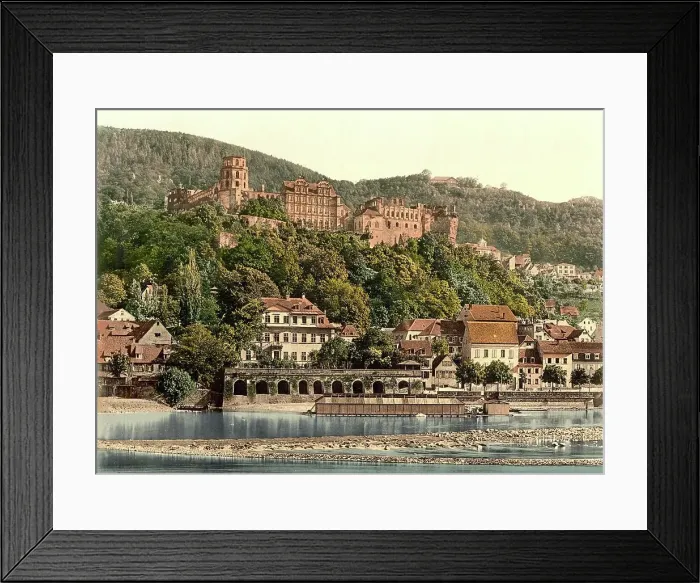 Framed Print : View of Heidelberg from Hirschgasse, Baden-Wuerttemberg, Germany, Historic, Photochrome print from the 1890s Framed Print : View of Heidelberg from Hirschgasse, Baden-Wuerttemberg, Germany, Historic, Photochrome print from the 1890s