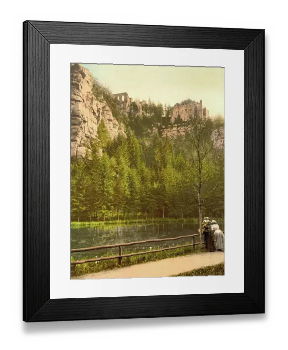 Framed Print : House ground in Oybin near Zittau, Saxony, Germany, Historic, photochrome print from the 1890s Framed Print : House ground in Oybin near Zittau, Saxony, Germany, Historic, photochrome print from the 1890s