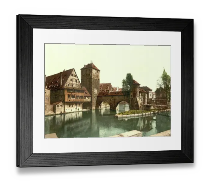 Framed Print : The Hangman's Bridge in Nuremberg, Bavaria, Germany, Historical, photochrome print from the 1890s Framed Print : The Hangman's Bridge in Nuremberg, Bavaria, Germany, Historical, photochrome print from the 1890s
