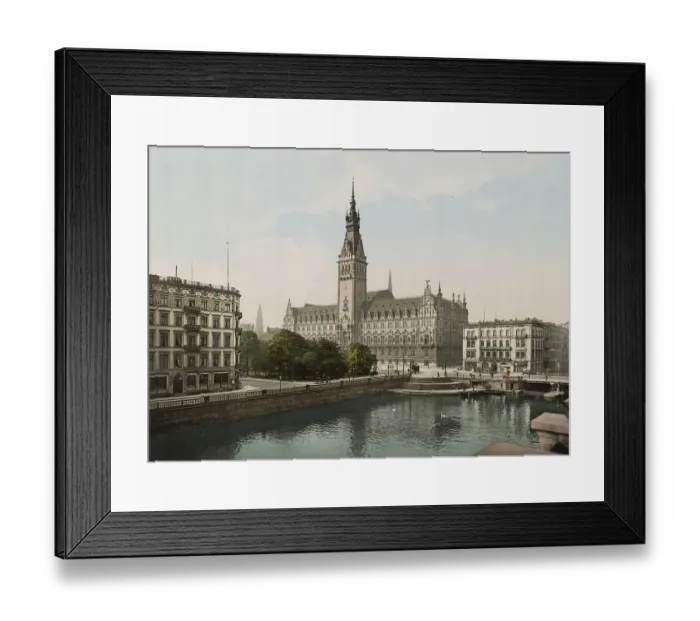 Framed Print : City Hall with Alster, Hamburg, Germany, Historic, Photochrome print from the 1890s Framed Print : City Hall with Alster, Hamburg, Germany, Historic, Photochrome print from the 1890s