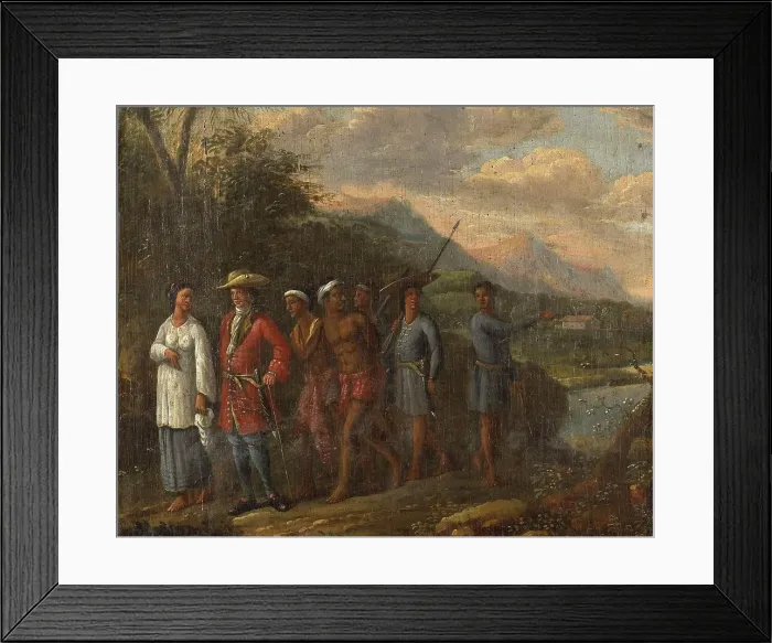 Framed Print : Dutch Merchant with Slaves, c. 1700, Indonesia, Historic, digitally restored reproduction from a 19th century original Framed Print : Dutch Merchant with Slaves, c. 1700, Indonesia, Historic, digitally restored reproduction from a 19th century original