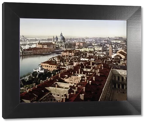 View from the Campanile, Venice, c. 1895, Italy, Historic, digitally restored reproduction from a 19th century original
