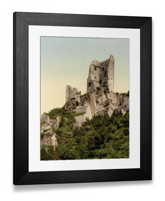 Framed Print : Drachenfels Castle Ruin in the Siebengebirge, North Rhine-Westphalia, Germany, Historic, digitally restored reproduction of a photochromic print from the 1890s Framed Print : Drachenfels Castle Ruin in the Siebengebirge, North Rhine-Westphalia, Germany, Historic, digitally restored reproduction of a photochromic print from the 1890s