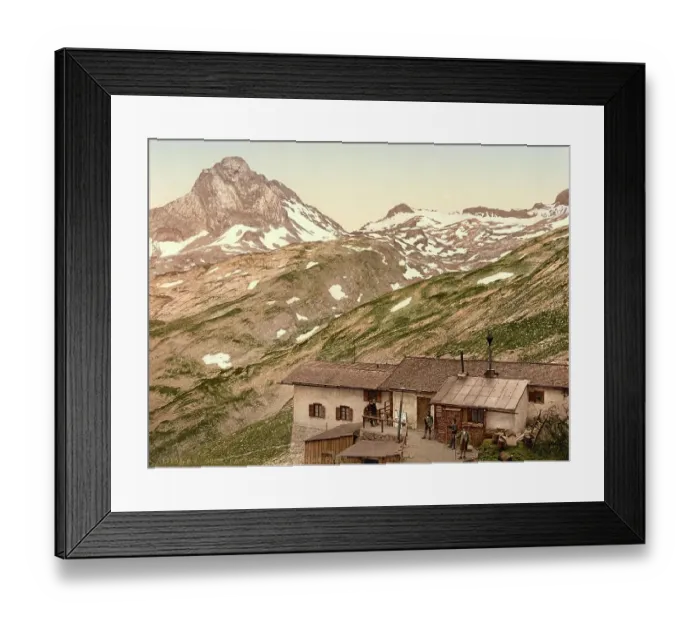 Framed Print : The Knorrhuette in the Wetterstein Mountains, Bavaria, Germany, Historic, digitally restored reproduction of a photochrome print from the 1890s Framed Print : The Knorrhuette in the Wetterstein Mountains, Bavaria, Germany, Historic, digitally restored reproduction of a photochrome print from the 1890s
