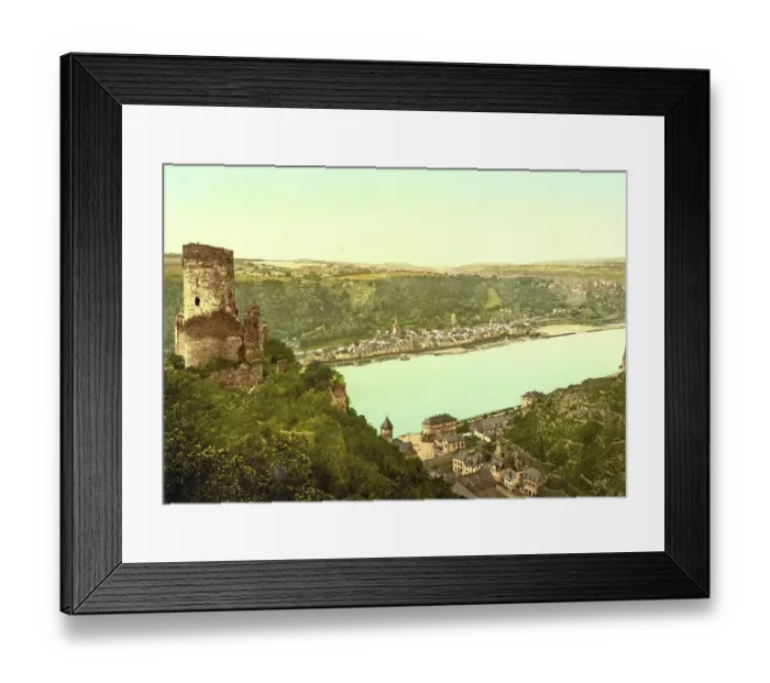 Framed Print : Katz Castle near Goarshausen, Sankt Goarshausen am Rhein, Rhineland-Palatinate, Germany, Historic, digitally restored reproduction of a photochromic print from the 1890s Framed Print : Katz Castle near Goarshausen, Sankt Goarshausen am Rhein, Rhineland-Palatinate, Germany, Historic, digitally restored reproduction of a photochromic print from the 1890s
