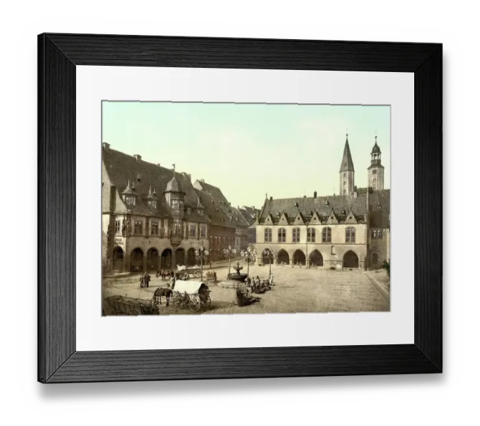 Framed Print : Imperial Palace and Town Hall in Goslar, Lower Saxony, Germany, Historic, digitally restored reproduction of a photochromic print from the 1890s