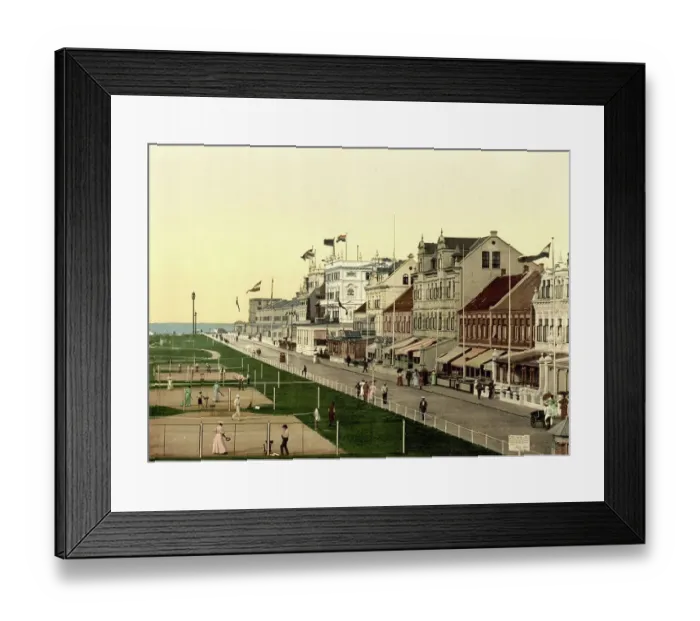 Framed Print : The Kaiserstrasse in Norderney, Lower Saxony, Germany, Historic, digitally restored reproduction of a photochrome print from the 1890s Framed Print : The Kaiserstrasse in Norderney, Lower Saxony, Germany, Historic, digitally restored reproduction of a photochrome print from the 1890s