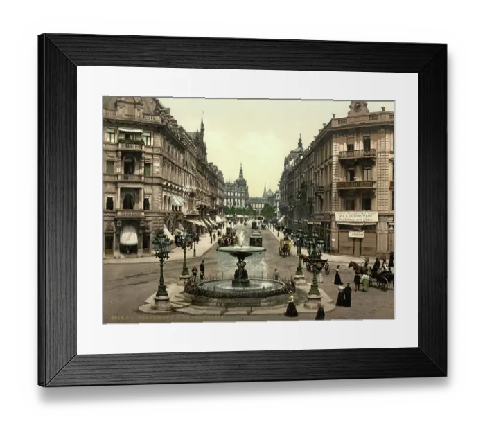 Framed Print : The Kaiserstrasse in Frankfurt, Hesse, Germany, Historic, digitally restored reproduction of a photochrome print from the 1890s Framed Print : The Kaiserstrasse in Frankfurt, Hesse, Germany, Historic, digitally restored reproduction of a photochrome print from the 1890s