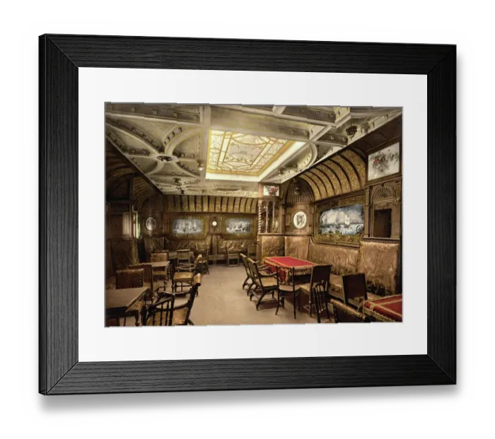 Framed Print : The Smoking Rooms in the Ship of Kaiser Wilhelm the Great, Germany, Historic, digitally restored reproduction of a photochrome print from the 1890s