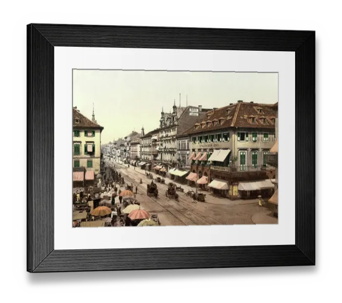 Framed Print : The Kaiserstrasse in Karlsruhe, Badem-Wuerttemberg, Germany, Historic, digitally restored reproduction of a photochrome print from the 1890s Framed Print : The Kaiserstrasse in Karlsruhe, Badem-Wuerttemberg, Germany, Historic, digitally restored reproduction of a photochrome print from the 1890s