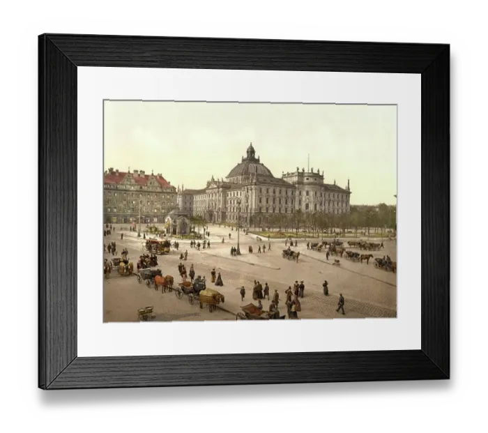 Framed Print : The Palace of Justice in Munich, Bavaria, Germany, Historic, digitally restored reproduction of a photochrome print from the 1890s Framed Print : The Palace of Justice in Munich, Bavaria, Germany, Historic, digitally restored reproduction of a photochrome print from the 1890s