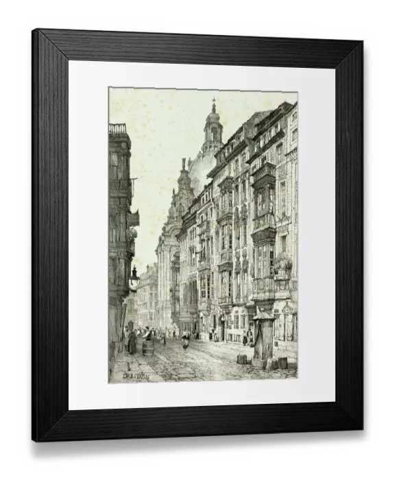 Framed Print : Old Town of Dresden in 1850, Saxony, Germany, Historical, digitally restored reproduction from an 18th or 19th century original