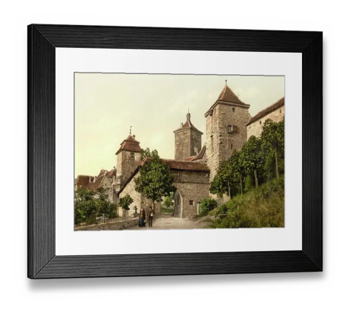 Framed Print : The Kobolzell Gate in Rothenburg ob der Tauber, Bavaria, Germany, Historic, digitally restored reproduction of a photochrome print from the 1890s Framed Print : The Kobolzell Gate in Rothenburg ob der Tauber, Bavaria, Germany, Historic, digitally restored reproduction of a photochrome print from the 1890s