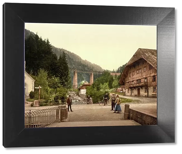 Entrance to the cave in the Hoellental in the Black Forest, Baden-Wuerttemberg, Germany, Historic, digitally restored reproduction of a photochrome print from the 1890s
