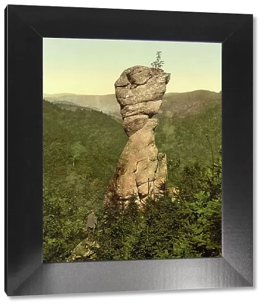 The goose beak near Ilfeld in the Harz Mountains, Thuringia, Germany, Historic, digitally restored reproduction of a photochrome print from the 1890s