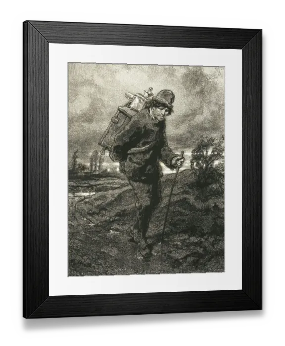 Framed Print : Peddling Artist with a Magic Lantern Moving Across the Countryside, c. 1854, France, Historic, digitally restored reproduction from an 18th or 19th century original Framed Print : Peddling Artist with a Magic Lantern Moving Across the Countryside, c. 1854, France, Historic, digitally restored reproduction from an 18th or 19th century original