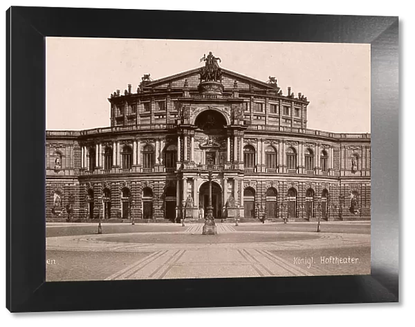 The Semper Opera House in Dresden in 1889, Saxony, Germany, Historical, digitally restored reproduction from an 18th or 19th century original