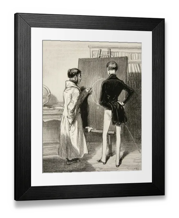 Framed Print : Lesson in geometry on the blackboard, 1865, France, Historic, digitally restored reproduction from a 19th century original Framed Print : Lesson in geometry on the blackboard, 1865, France, Historic, digitally restored reproduction from a 19th century original