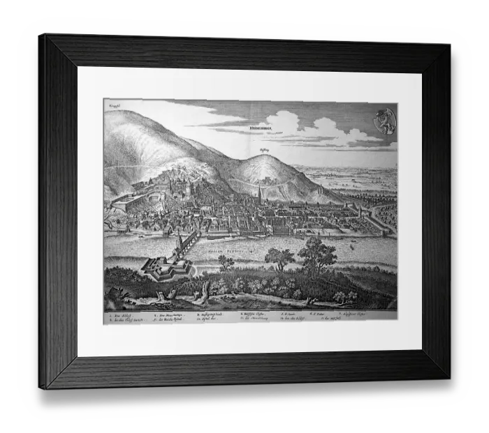 Framed Print : Heidelberg in the Middle Ages, Rhineland-Palatinate, Germany, Historical, digitally restored reproduction of an 18th century original, exact original date unknown Framed Print : Heidelberg in the Middle Ages, Rhineland-Palatinate, Germany, Historical, digitally restored reproduction of an 18th century original, exact original date unknown