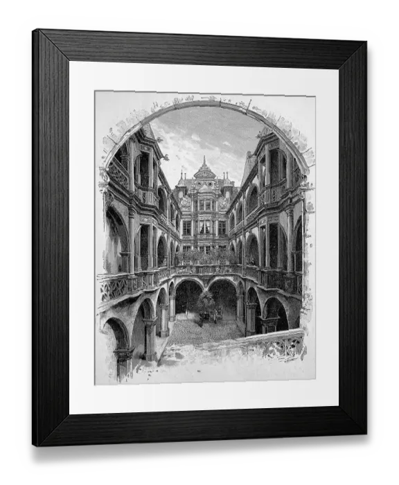 Framed Print : Inner courtyard of the historic Pellerhaus in Nuremberg, Bavaria, Germany, destroyed in World War 2, Historic, digitally restored reproduction of an 18th century original, exact original date unknown Framed Print : Inner courtyard of the historic Pellerhaus in Nuremberg, Bavaria, Germany, destroyed in World War 2, Historic, digitally restored reproduction of an 18th century original, exact original date unknown