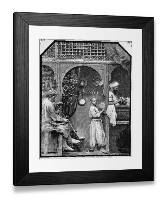 Framed Print : Barber shop in Jeddah, Jeddah, Jiddah, Saudi Arabia, Historic, digitally restored reproduction of an 18th century original, exact original date unknown Framed Print : Barber shop in Jeddah, Jeddah, Jiddah, Saudi Arabia, Historic, digitally restored reproduction of an 18th century original, exact original date unknown