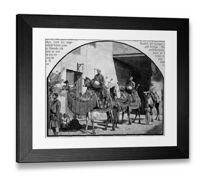 Framed Print : Head of a pilgrimage caravan setting out for Mecca, in Jeddah, Jeddah, Saudi Arabia, 1899, Historic, digitally restored reproduction of an 18th century original, exact original date unknown Framed Print : Head of a pilgrimage caravan setting out for Mecca, in Jeddah, Jeddah, Saudi Arabia, 1899, Historic, digitally restored reproduction of an 18th century original, exact original date unknown