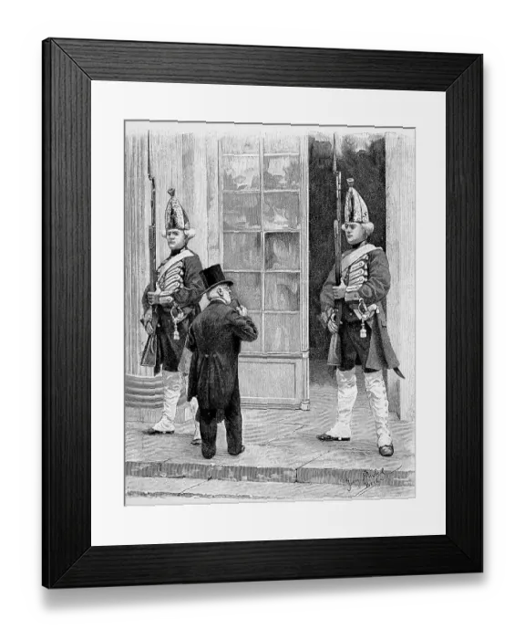 Framed Print : Adolph Friedrich Erdmann Menzel, ab (1898) von Menzel, 8 December 1815, 9 February 1905, a German painter, draughtsman and illustrator, enters the Imperial Palace of Sanssouci in Potsdam, Germany, as an honoured guest, Historic, digitally restored Framed Print : Adolph Friedrich Erdmann Menzel, ab (1898) von Menzel, 8 December 1815, 9 February 1905, a German painter, draughtsman and illustrator, enters the Imperial Palace of Sanssouci in Potsdam, Germany, as an honoured guest, Historic, digitally restored