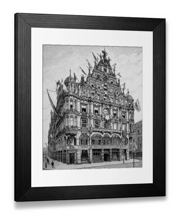 Framed Print : The Viktoriahaus, a prestigious residential and commercial building commissioned by the Royal Saxon Court Jeweller Heinrich Mau in 1891-1892, built in the neo-Renaissance style and destroyed during the Second World War, Dresden, Germany, digitally Framed Print : The Viktoriahaus, a prestigious residential and commercial building commissioned by the Royal Saxon Court Jeweller Heinrich Mau in 1891-1892, built in the neo-Renaissance style and destroyed during the Second World War, Dresden, Germany, digitally