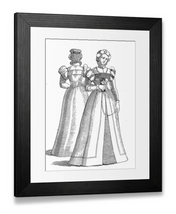 Framed Print : German lady from Augsburg, Germany, 1570, Fashion history, Costume history, Historical, digitally restored reproduction of an original 19th century pattern, exact original date not known Framed Print : German lady from Augsburg, Germany, 1570, Fashion history, Costume history, Historical, digitally restored reproduction of an original 19th century pattern, exact original date not known