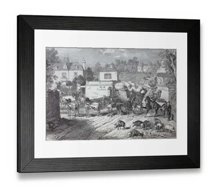 Framed Print : March of a requisition column through the village of Montlignon near Paris, France, during the Franco-Prussian War of 1870-1871, Historical, digitally restored reproduction of an original 19th century master, exact original date not known Framed Print : March of a requisition column through the village of Montlignon near Paris, France, during the Franco-Prussian War of 1870-1871, Historical, digitally restored reproduction of an original 19th century master, exact original date not known