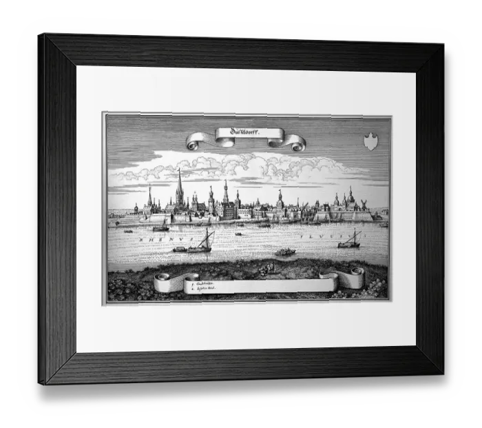 Framed Print : Duesseldorf in the Middle Ages, North Rhine-Westphalia, Germany, Historical, digitally restored reproduction of an original from the 18th century, exact original date not known