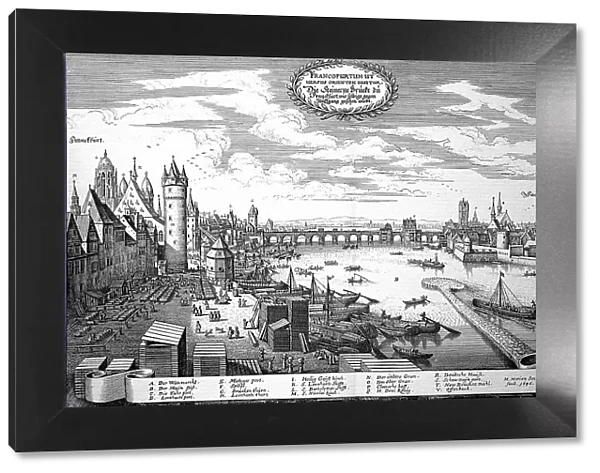 Frankfurt am Main in the Middle Ages, Hesse, Germany, Historical, digitally restored reproduction of an 18th century original, exact original date unknown