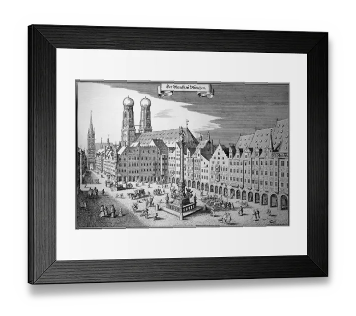 Framed Print : Market Square in Munich with Church of Our Lady, Upper Bavaria, Bavaria, Germany, Historic, digitally restored reproduction of an original 18th century painting, exact original date not known Framed Print : Market Square in Munich with Church of Our Lady, Upper Bavaria, Bavaria, Germany, Historic, digitally restored reproduction of an original 18th century painting, exact original date not known