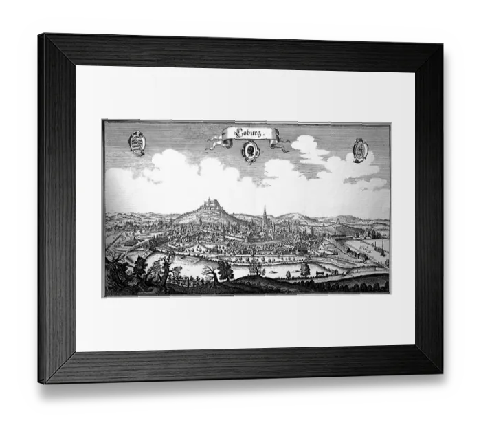 Framed Print : City and Veste Coburg in the Middle Ages, Upper Franconia, Bavaria, Germany, Historic, digitally restored reproduction of an 18th century original, exact original date unknown