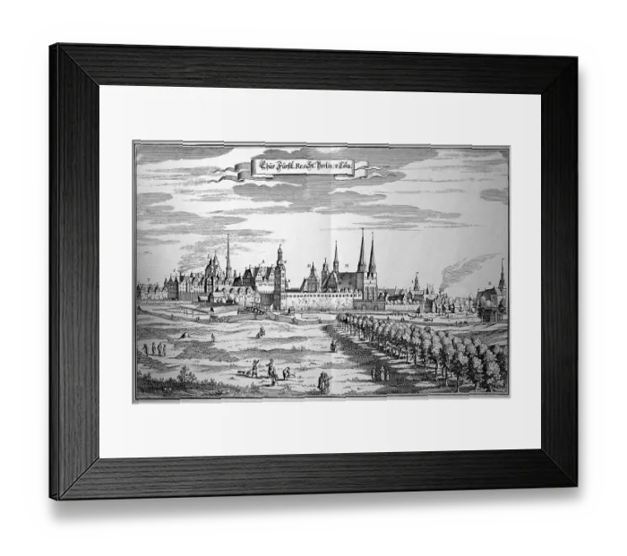 Framed Print : Coelln an der Spree, today part of Berlin, Germany, Historic, digitally restored reproduction of an 18th century original, exact original date unknown Framed Print : Coelln an der Spree, today part of Berlin, Germany, Historic, digitally restored reproduction of an 18th century original, exact original date unknown