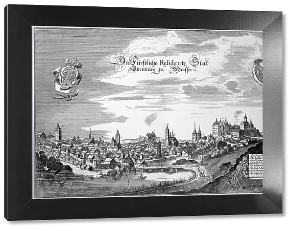 The Altenburg in Meissen in the Middle Ages, Saxony, Germany, Historical, digitally restored reproduction of an original from the 18th century, exact original date not known