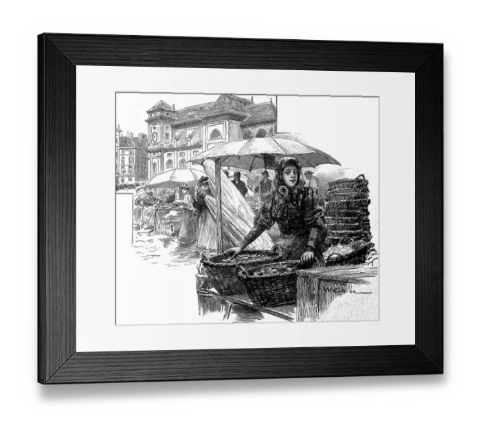 Framed Print : At the market in Vienna, Austria, fruit seller on the Freiung, Historic, digitally restored reproduction of an 18th century original, exact original date unknown Framed Print : At the market in Vienna, Austria, fruit seller on the Freiung, Historic, digitally restored reproduction of an 18th century original, exact original date unknown