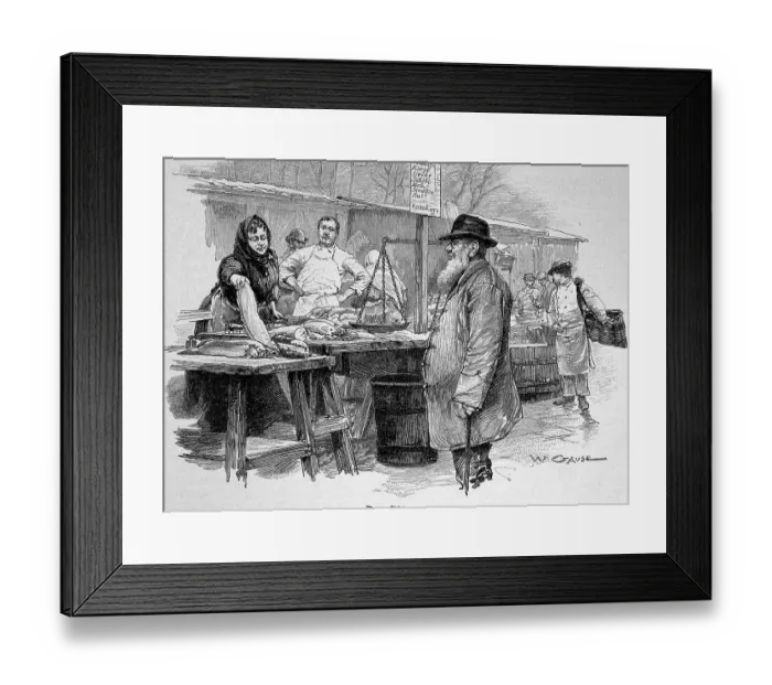 Framed Print : Market in Vienna, Austria, Fishmonger at the Fish Market, Historical, digitally restored reproduction of an 18th century original, exact original date unknown Framed Print : Market in Vienna, Austria, Fishmonger at the Fish Market, Historical, digitally restored reproduction of an 18th century original, exact original date unknown