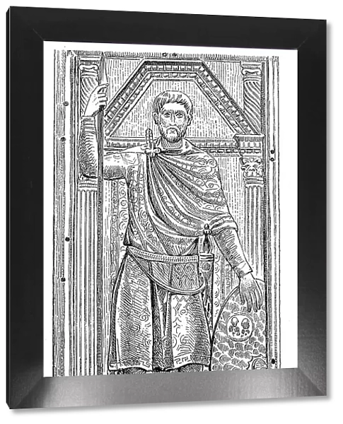 Flavius Aetius, c. 390, 22 September 454, a Western Roman army commander and politician in the Late Antique Migration Period, relief portrait from the contemporary ivory diptych in the Cathedral Treasury to Monza, Italy, Historic, digitally restored