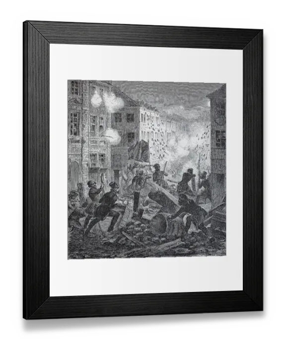 Framed Print : Barricade fight in front of the Koellnischen Rathaus in Berlin, Germany, 1848-1849, Historic, digitally restored reproduction of a 19th century original, exact original date unknown Framed Print : Barricade fight in front of the Koellnischen Rathaus in Berlin, Germany, 1848-1849, Historic, digitally restored reproduction of a 19th century original, exact original date unknown