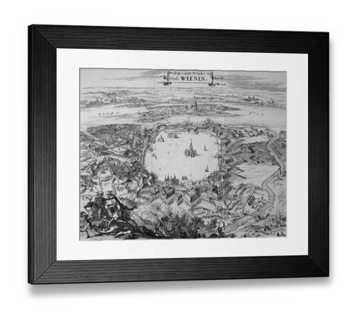 Framed Print : Plan of the siege by the Turks and liberation of Vienna, Austria, 1683, second Turkish siege, Historic, digitally restored reproduction of an original 19th century master, exact original date not known Framed Print : Plan of the siege by the Turks and liberation of Vienna, Austria, 1683, second Turkish siege, Historic, digitally restored reproduction of an original 19th century master, exact original date not known
