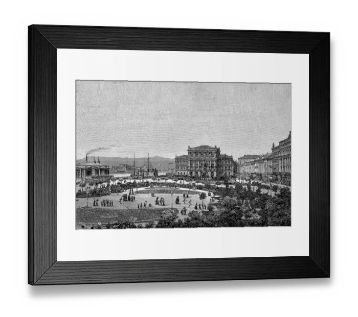 Framed Print : Franz Joseph Square and the Building of the Hungarian Academy of Sciences, Budapest, Hungary, Historic, digital reproduction of an original 19th-century artwork Framed Print : Franz Joseph Square and the Building of the Hungarian Academy of Sciences, Budapest, Hungary, Historic, digital reproduction of an original 19th-century artwork